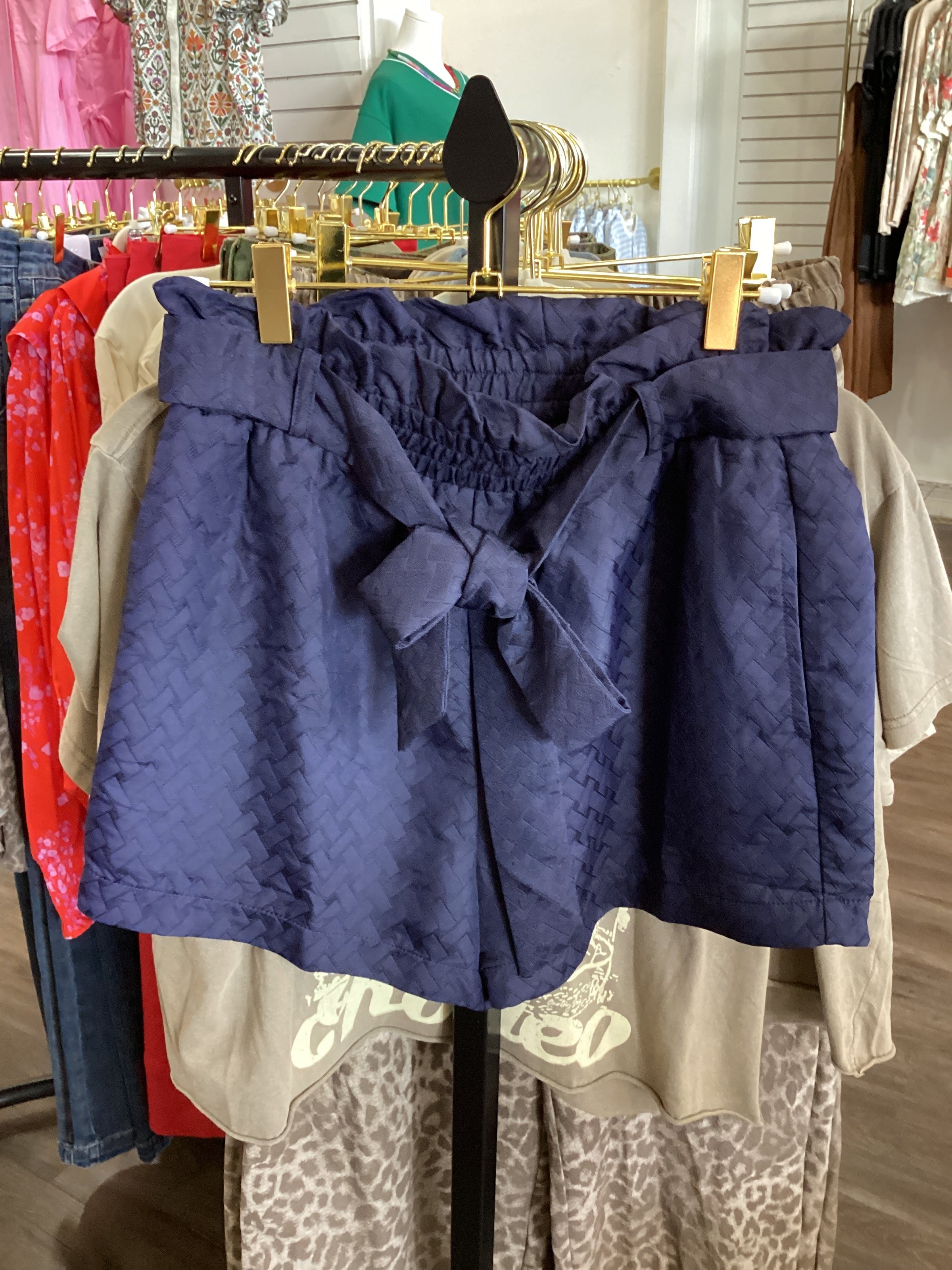 Front Tie Woven Short - Navy