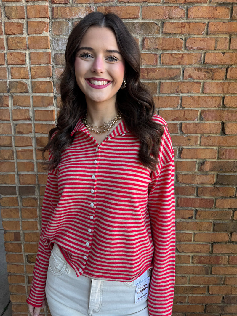 Mod Ref The Elisa Cardigan - Red Stripe