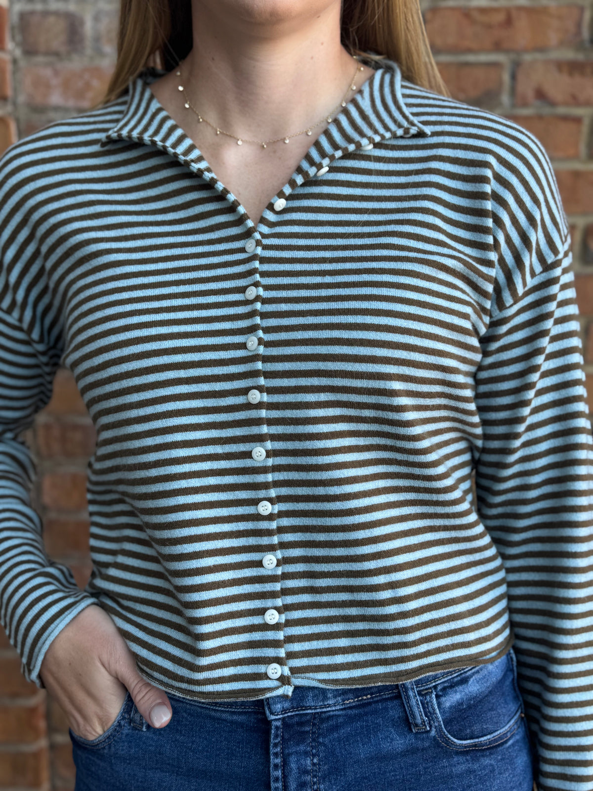 Mod Ref The Elisa Cardigan - Brown Stripe