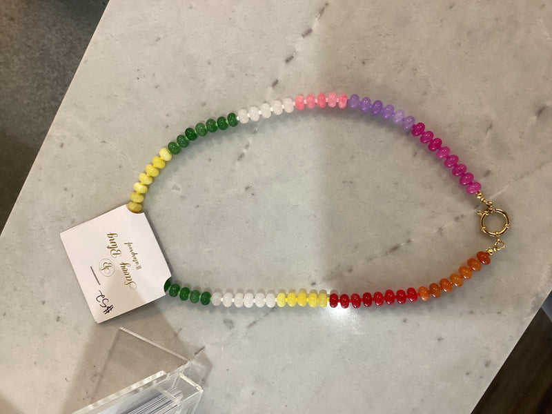 Colorful Beaded Necklace with Gold Clasp