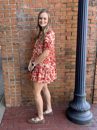 TCEC Floral Print Ruffled Mock Dress