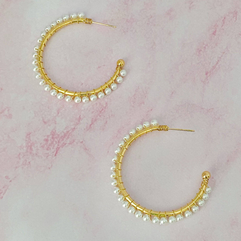 Pearl hoop earrings