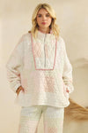 Pink and cream quilted hoodie