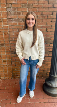 Split Hem Sweater - Cream