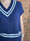 Navy League Sweater Top