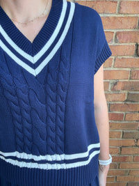 Navy League Sweater Top