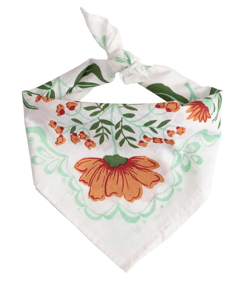 Handker White Floral Bandana Scarf