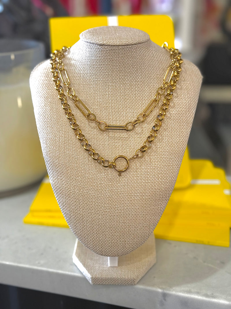 Chunky gold necklaces with 3 charms