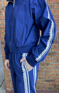 Track jacket with lace detail-navy