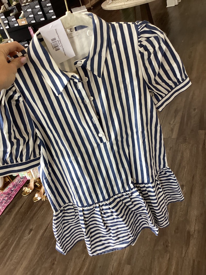 Stripped Short Sleeve Drop Waist Dress