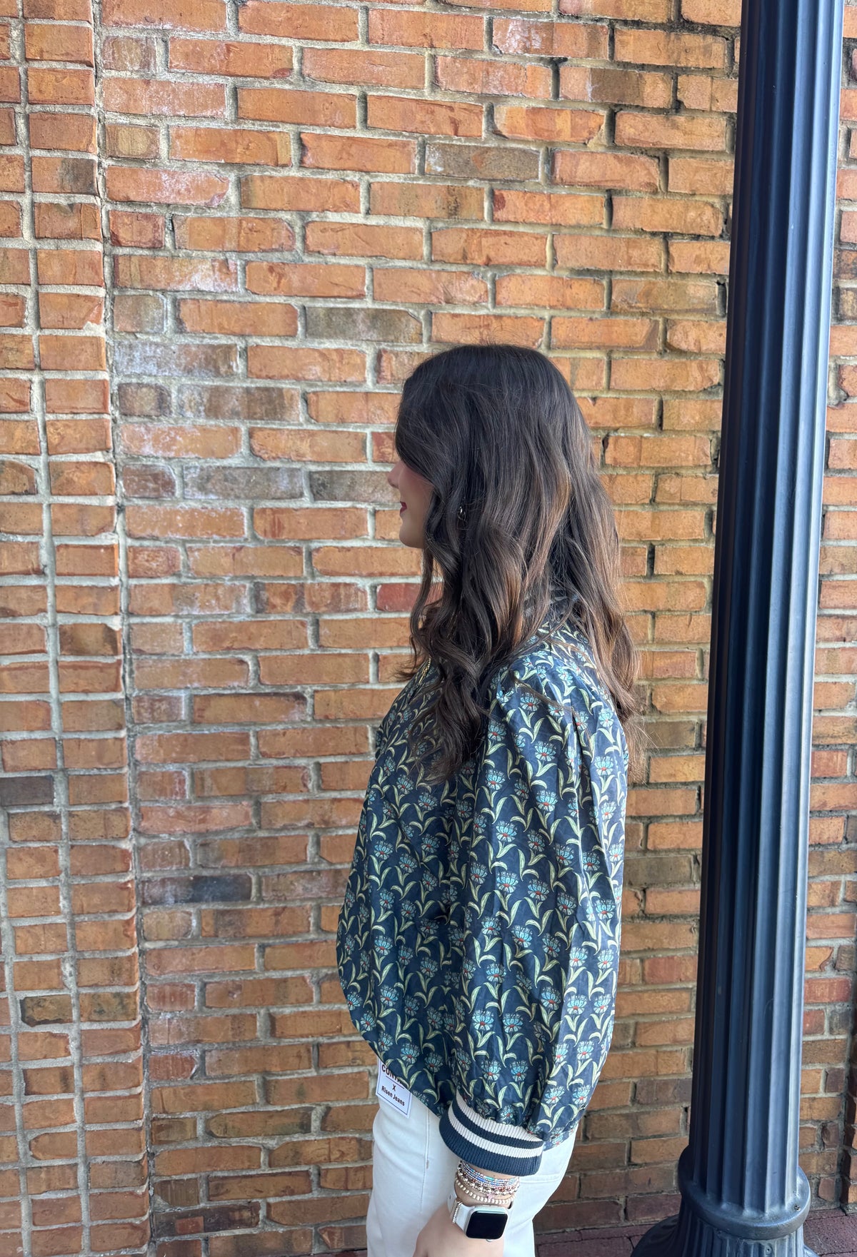 Entro Navy Half zip Floral shirt