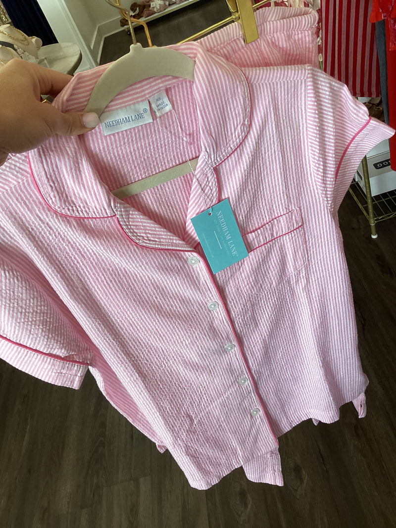 Pink Seersucker Pajamas