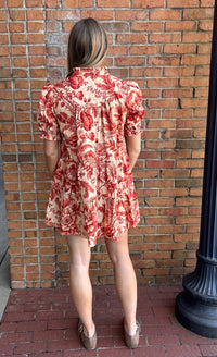 TCEC Floral Print Ruffled Mock Dress
