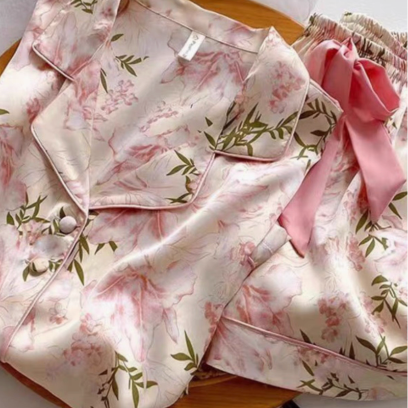 Floral Satin Pajama Set