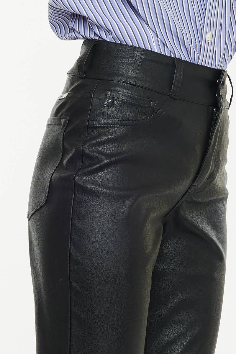 Black leather skinny jeans