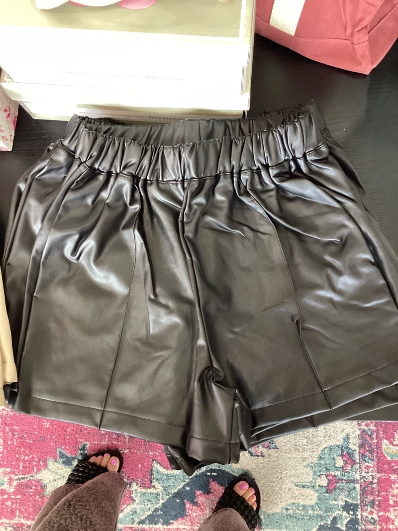 Leather Shorts - Black