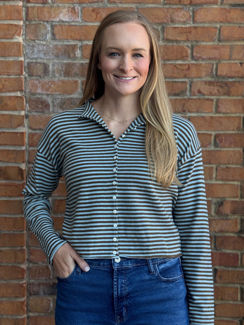 Mod Ref The Elisa Cardigan - Brown Stripe