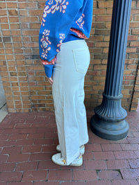 Cream High Rise Adjustable Jeans