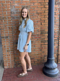 Floral embroidery mini dress