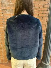 Navy faux Fur Crop Jacket