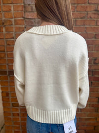 Split Hem Sweater - Cream