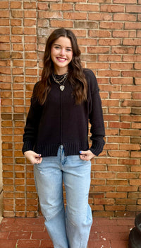 Split Hem Sweater - Black
