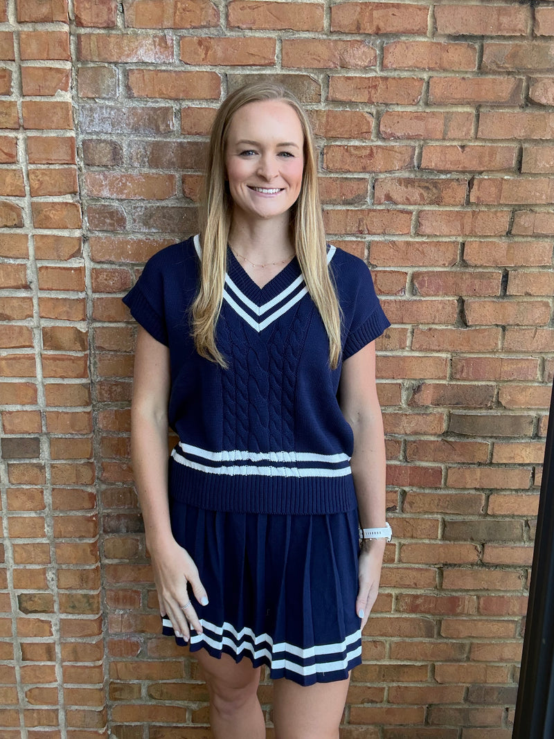 Navy League Sweater Skirt