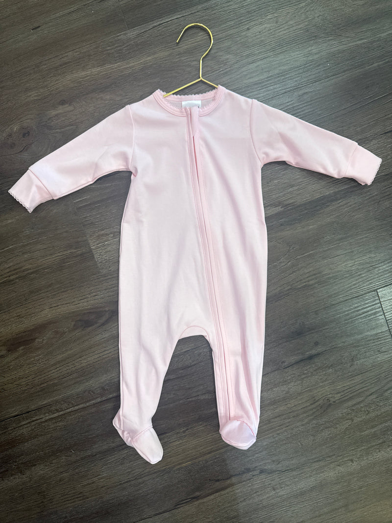 Cotton Zipper Footie - Baby Pink
