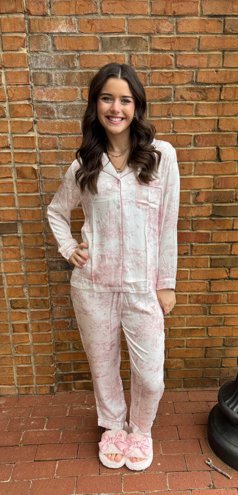 Pink Toile Pajama Set