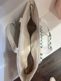 Block Print Large Classic Tote - Aqua