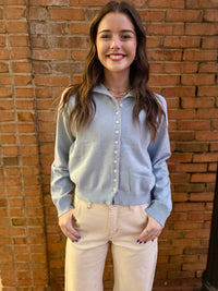 Mallory Powder Blue Button up Cardigan