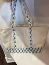 Block Print Large Classic Tote - Aqua