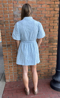 Floral embroidery mini dress