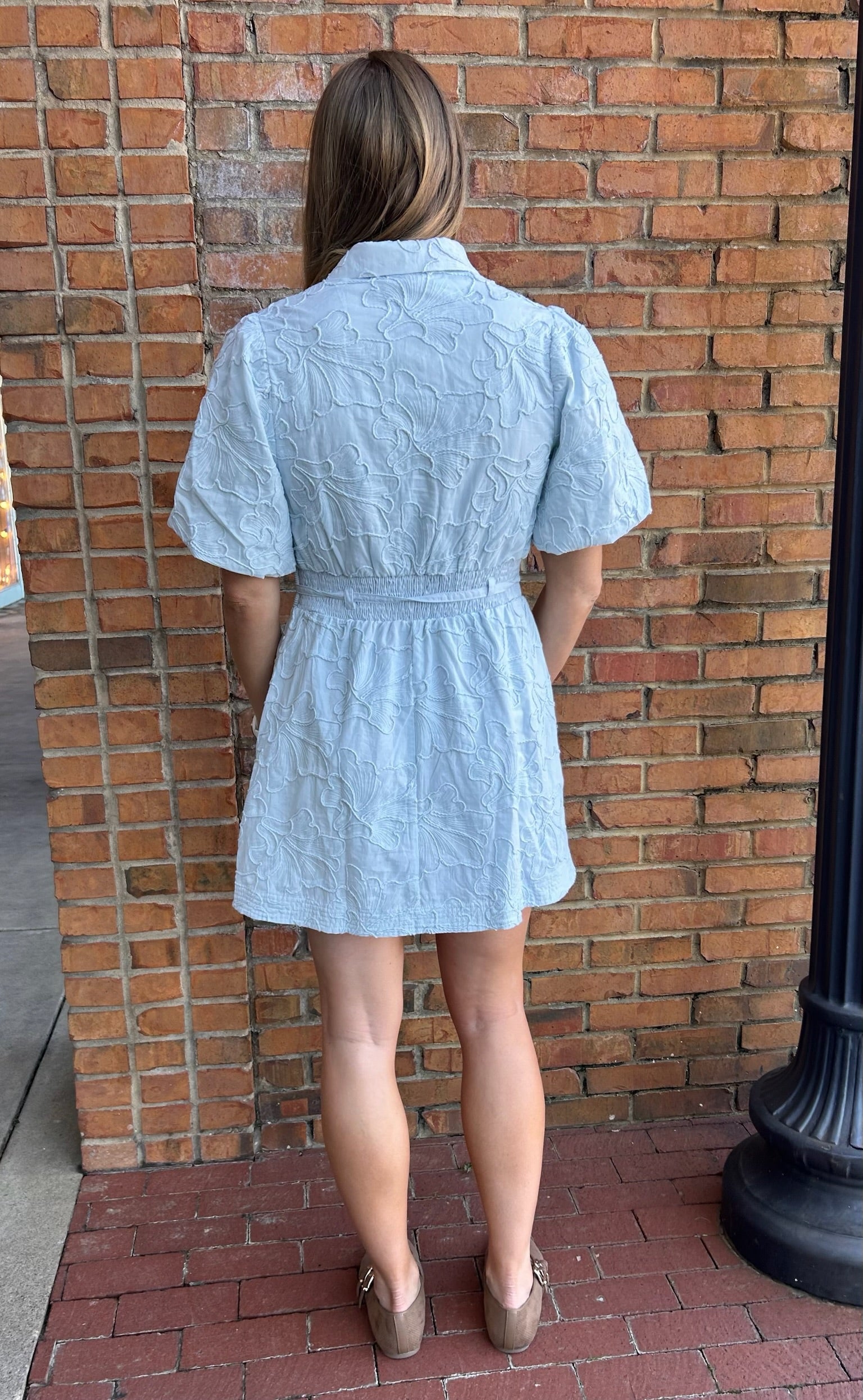 Floral embroidery mini dress