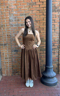 Suede midi dress-brown