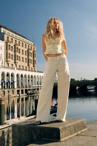 High Rise Wide Leg Cream Jean