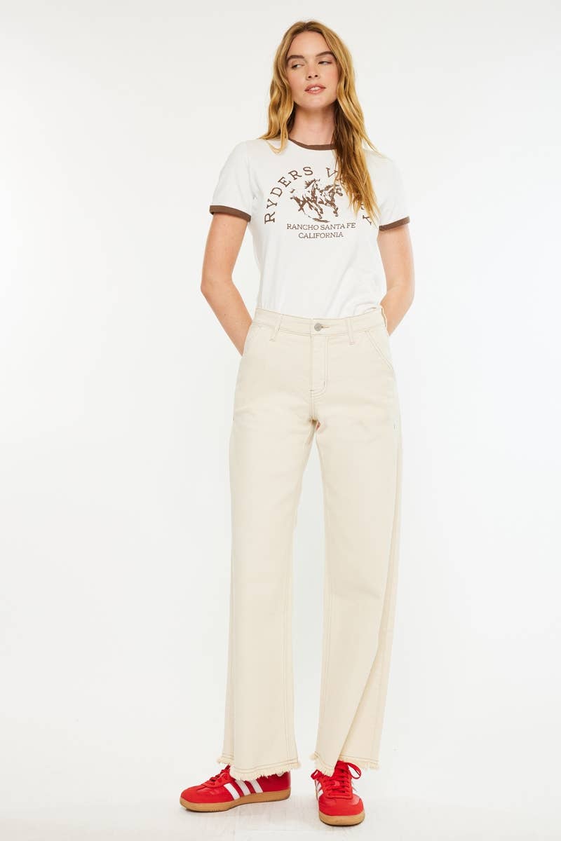 High Rise Wide Leg Cream Jean