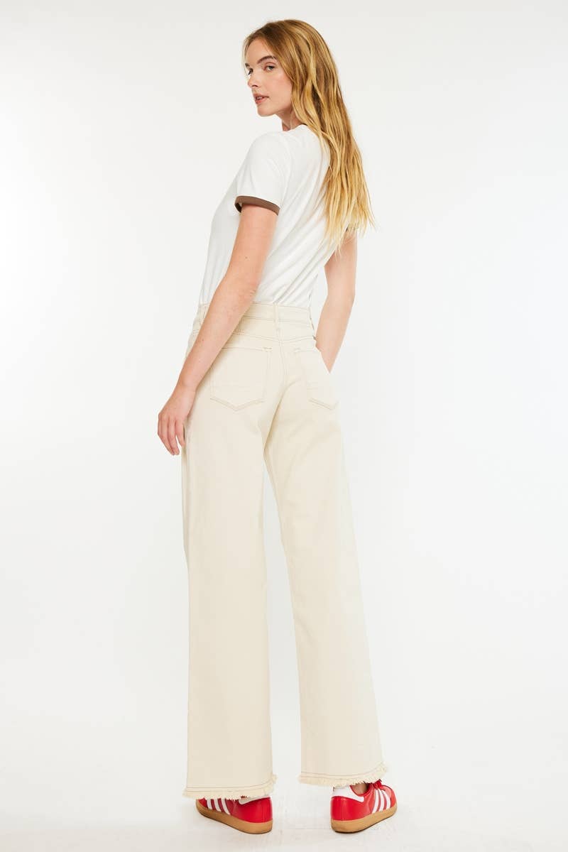 High Rise Wide Leg Cream Jean