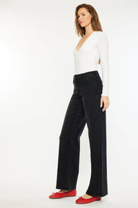 High Rise Wide Leg Black Jean