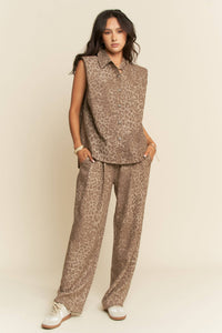 Davi and Dani Mocha Leopard Top