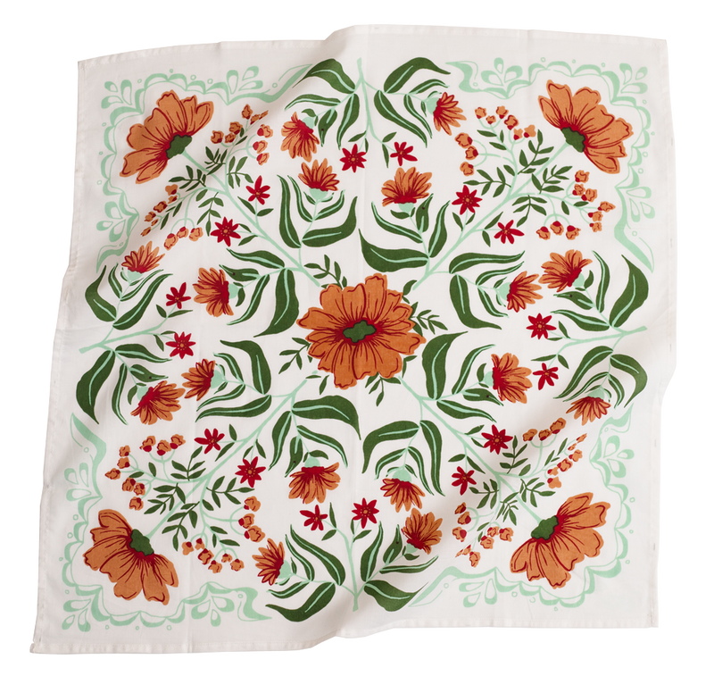 Handker White Floral Bandana Scarf