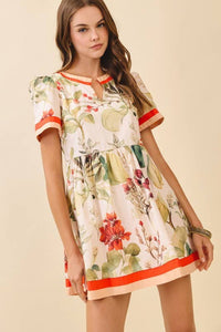 TCEC Floral piped stripe dress