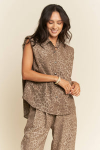 Davi and Dani Mocha Leopard Top