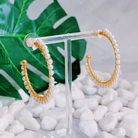 Pearl hoop earrings